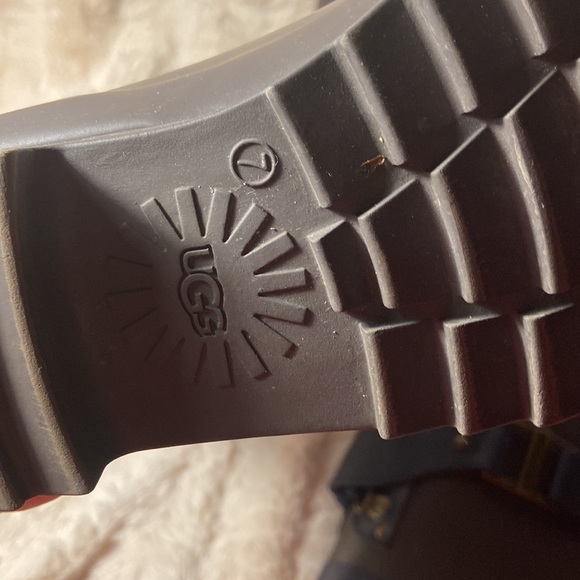 EUC UGG Madelynn gray/blue rubber and leather tall rain boots - Picture 7 of 16